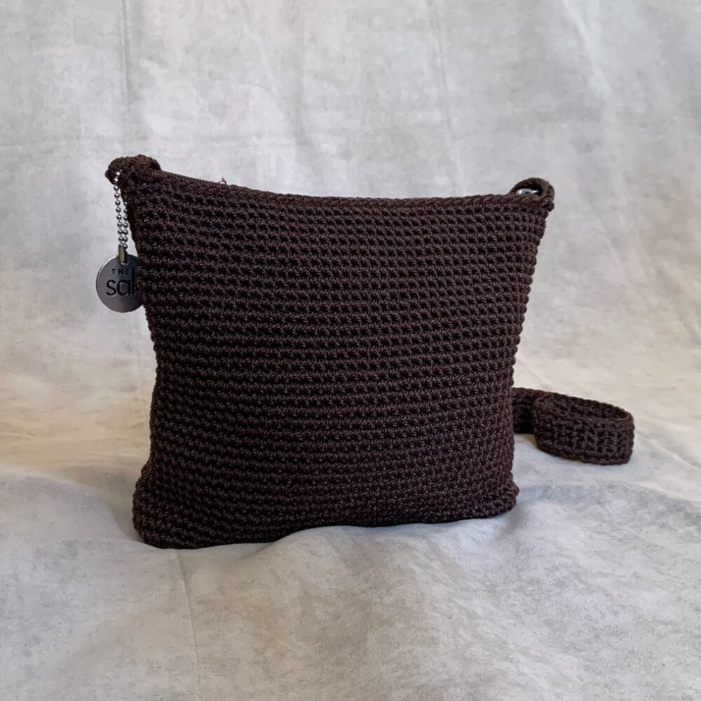The Sak Crochet Shoulder Mini Bag in Brown